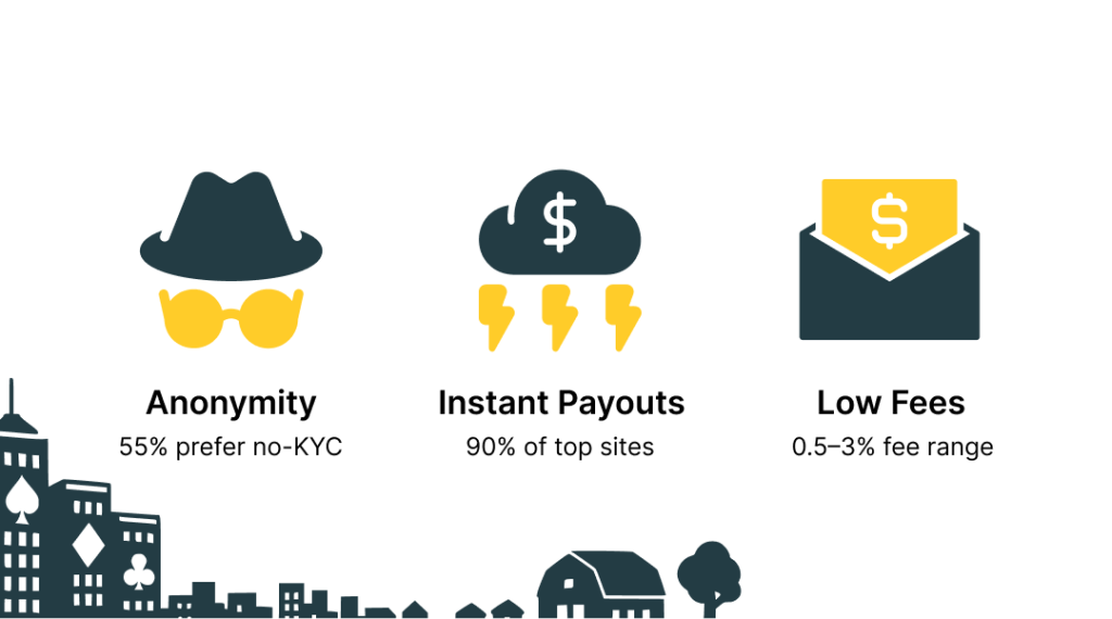Image explaining the key reasons gamblers play on crypto casinos